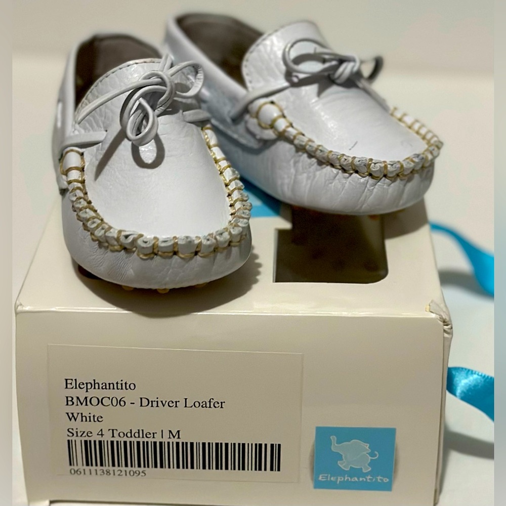 (64)-🔥 Elephantito Baby Boy's Leather Driving Loafers - Apache - Size4US🤩